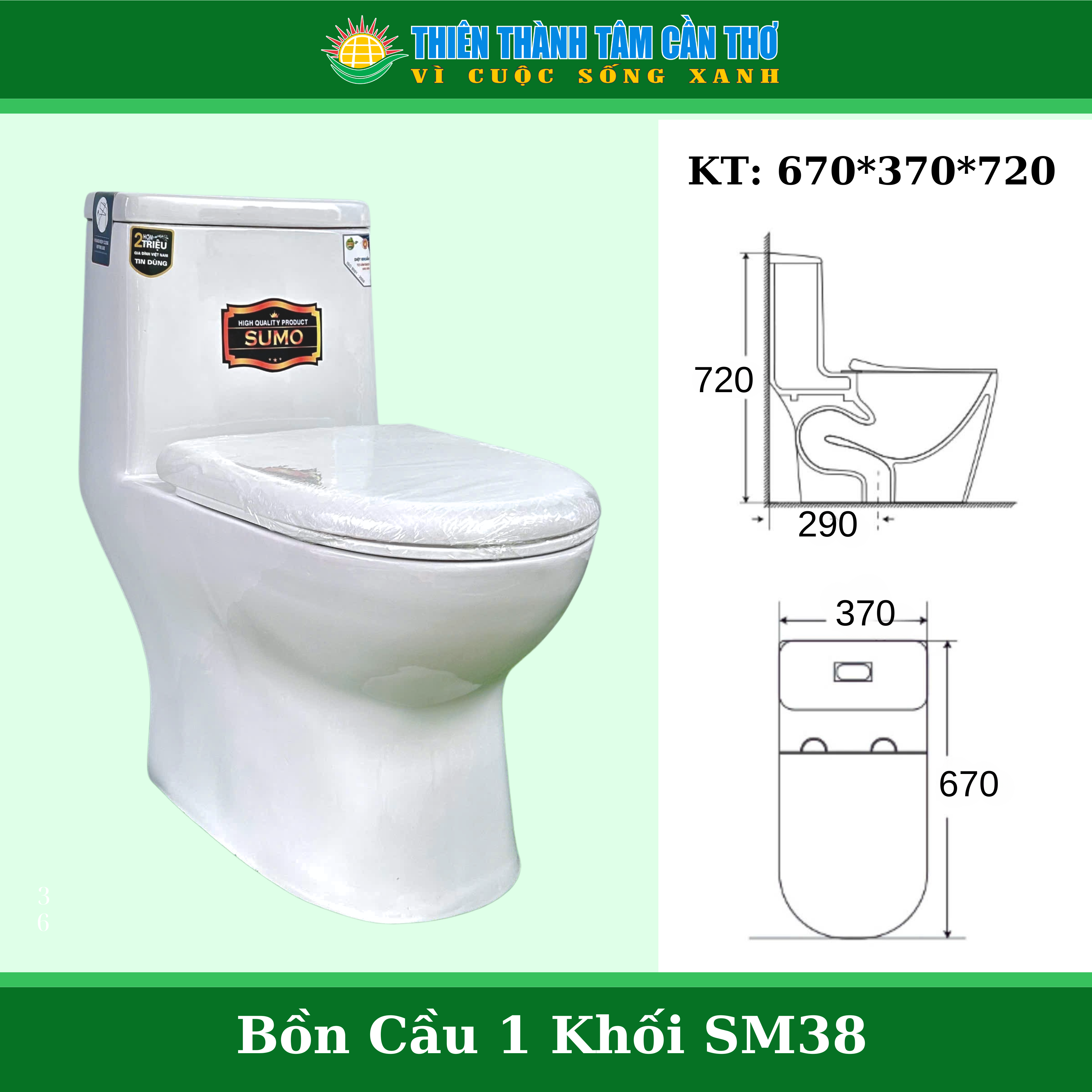 Bàn cầu 1 khối Sumo SM38